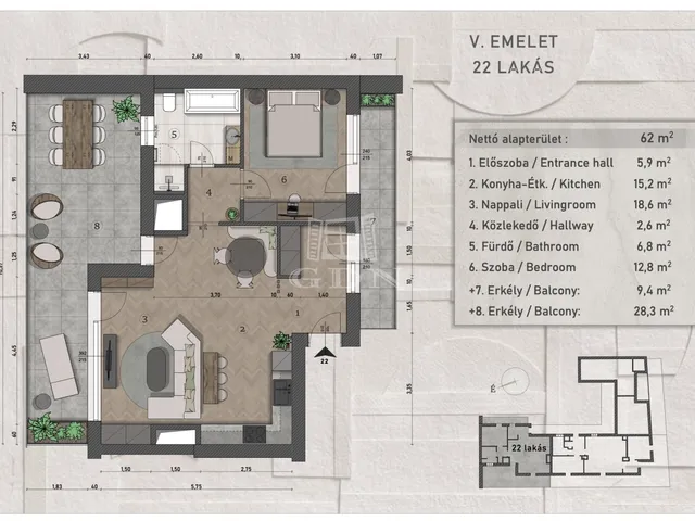 Eladó lakás Budapest XIII. kerület, Angyalföld 62 nm