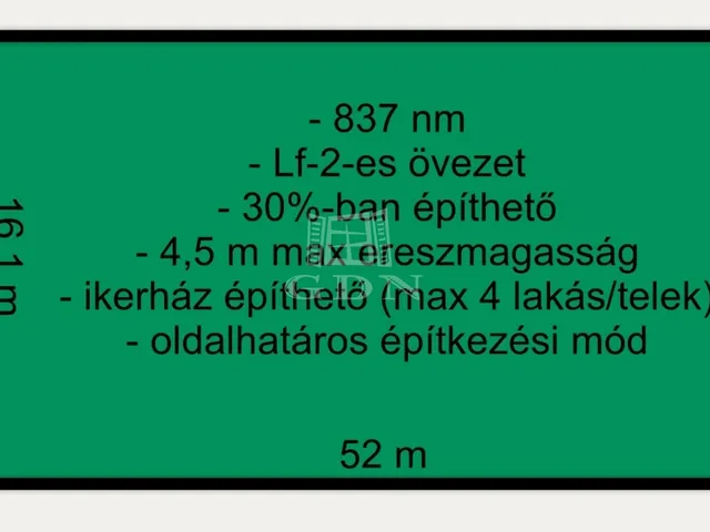 Eladó telek Tura 837 nm