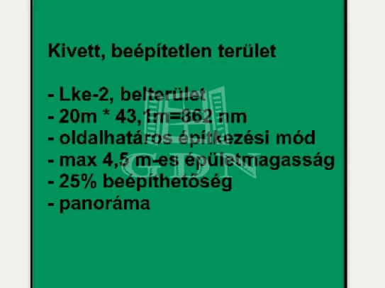 Eladó telek Galgahévíz 862 nm