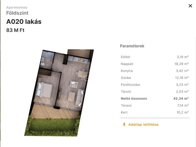 Eladó lakás Balatonföldvár 42 nm