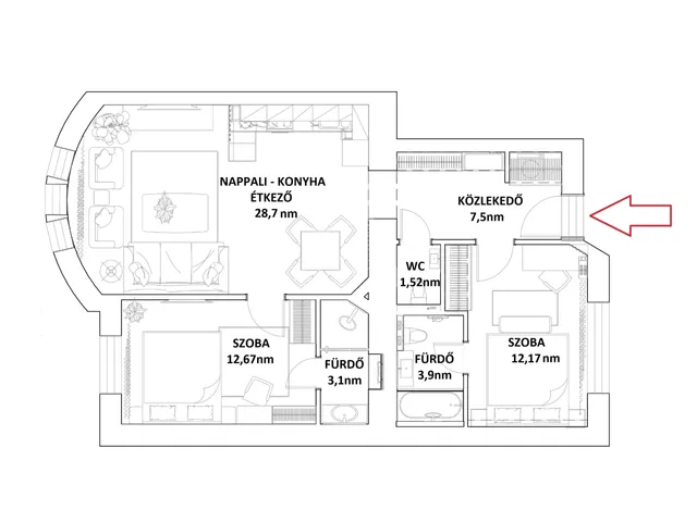 Eladó lakás Budapest VII. kerület 70 nm