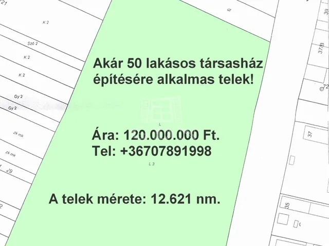 Eladó telek Hajdúnánás 12621 nm