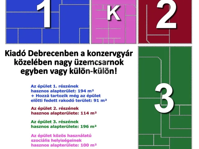 Kiadó kereskedelmi és ipari ingatlan Debrecen 200 nm