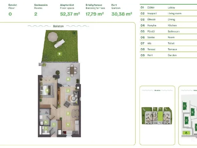 Eladó lakás Balatonszemes 61 nm