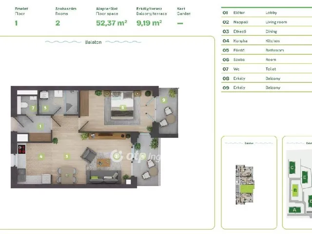 Eladó lakás Balatonszemes 57 nm