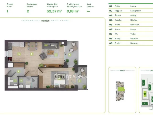 Eladó lakás Balatonszemes 57 nm