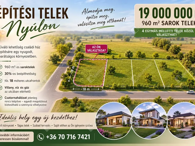 Eladó telek Nyúl 960 nm