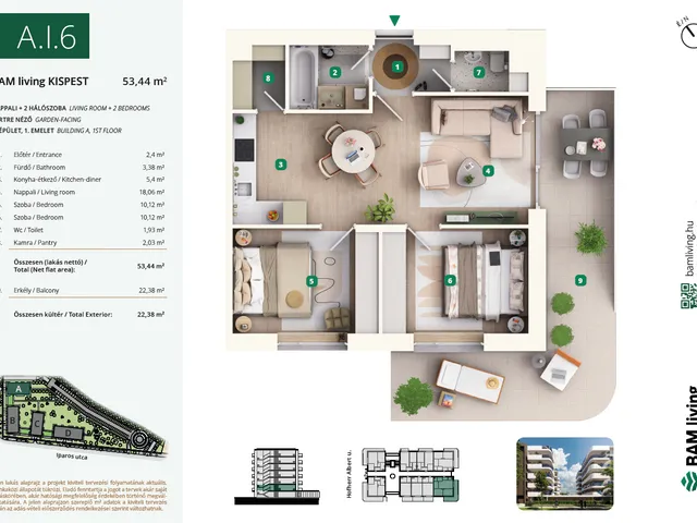 Eladó lakás Budapest XIX. kerület, Kispest 53 nm