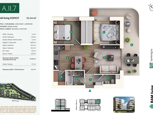 Eladó lakás Budapest XIX. kerület, Kispest 53 nm