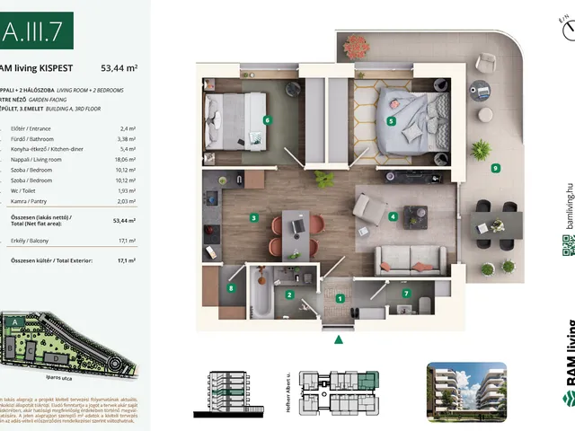 Eladó lakás Budapest XIX. kerület, Kispest 53 nm