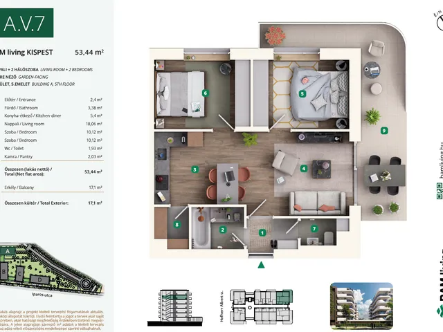 Eladó lakás Budapest XIX. kerület, Kispest 53 nm