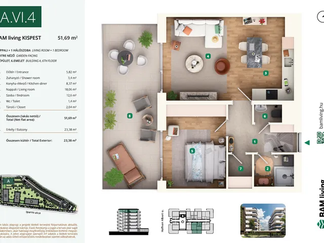 Eladó lakás Budapest XIX. kerület, Kispest 52 nm