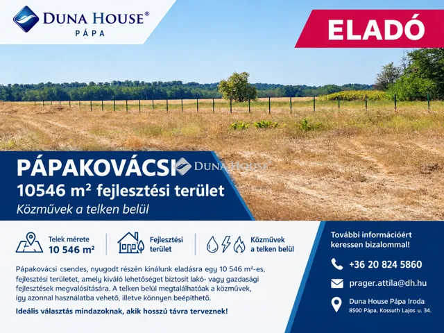 Eladó telek Pápakovácsi 10547 nm