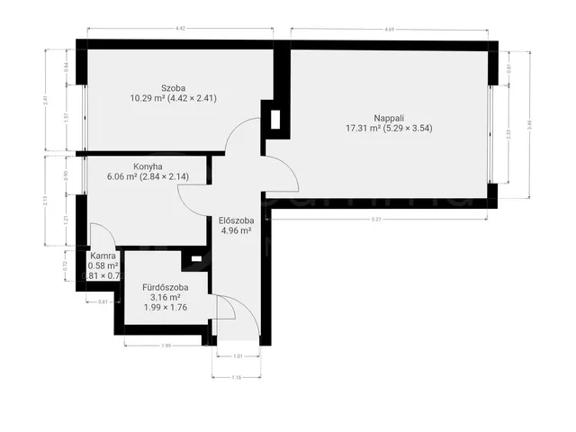 Eladó lakás Miskolc, Belváros 42 nm