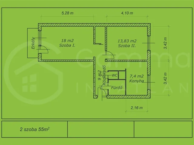 Eladó lakás Miskolc 55 nm