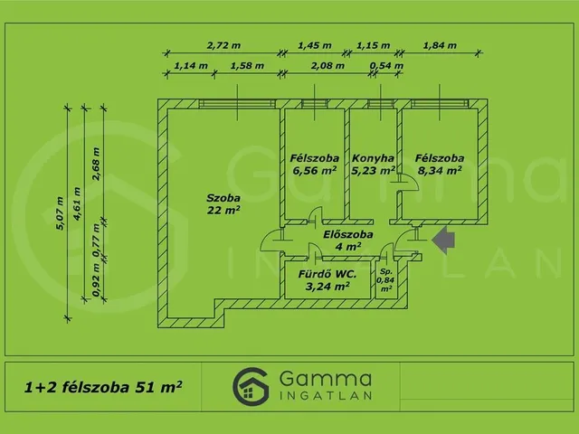 Kiadó lakás Miskolc, Szentpéteri kapu 51 nm