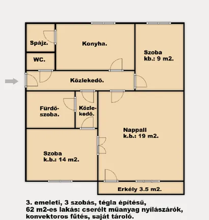 Eladó lakás Kalocsa 62 nm