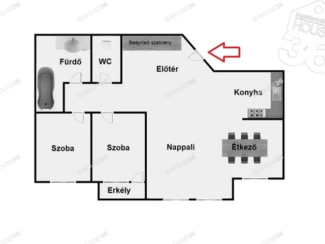 Kiadó lakás Kecskemét, Belváros 72 nm