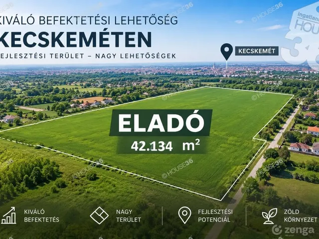 Eladó telek Kecskemét 42134 nm