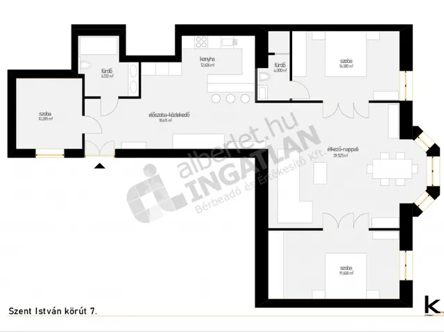 Kiadó lakás Budapest V. kerület, Belváros, Szent István körút 120 nm