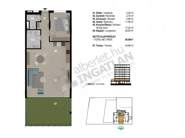 Kiadó lakás Budapest III. kerület, Losonc utca 67 nm