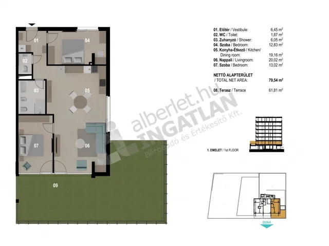 Kiadó lakás Budapest III. kerület, Losonc utca 78 nm