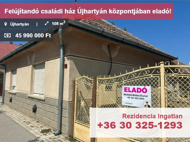 Eladó ház Újhartyán 108 nm