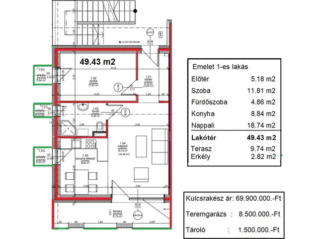 Eladó lakás Sopron 49 nm