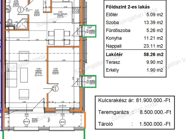 Eladó lakás Sopron 58 nm