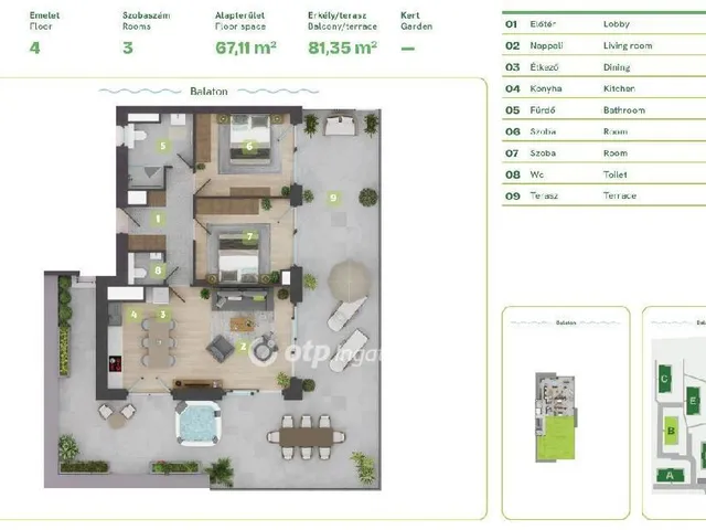 Eladó lakás Balatonszemes 107 nm