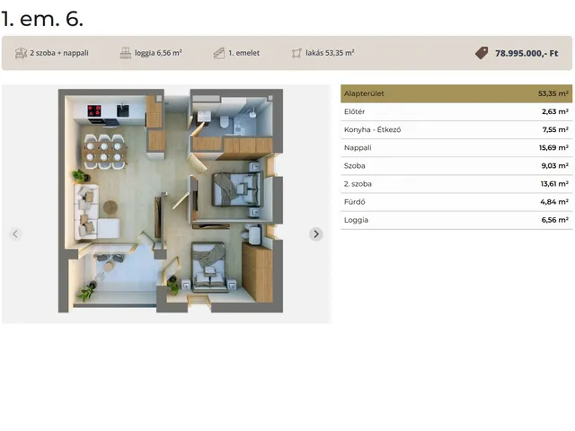 Eladó lakás Debrecen, Postakert 54 nm