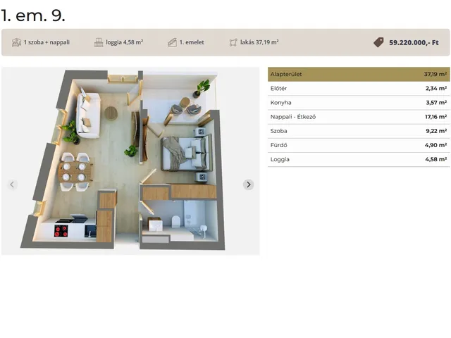 Eladó lakás Debrecen, Postakert 37 nm