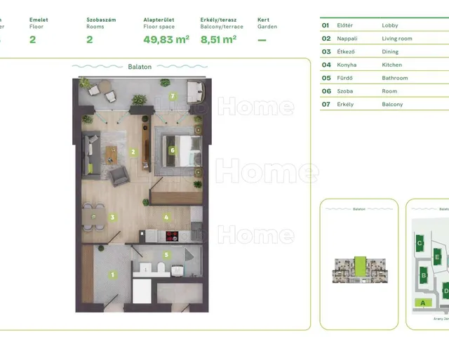 Eladó lakás Balatonszemes 50 nm