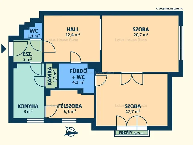 Eladó lakás Budapest XI. kerület, Műegyetem környéke, Lágymányosi utca 77 nm