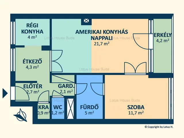 Eladó lakás Budapest XI. kerület, Lágymányos 58 nm