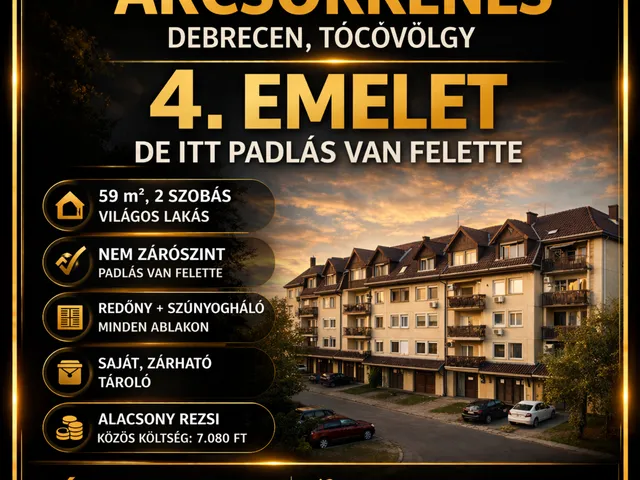 Eladó lakás Debrecen, Tócóvölgy 59 nm