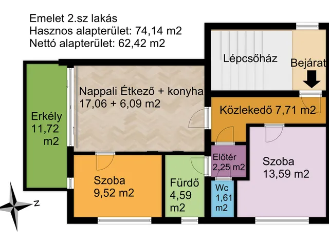 Eladó lakás Pécs, Mecsekoldal 62 nm
