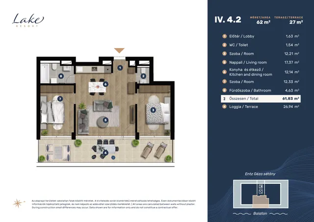 Eladó lakás Keszthely, Entz Géza sétány 11-13. 75 nm