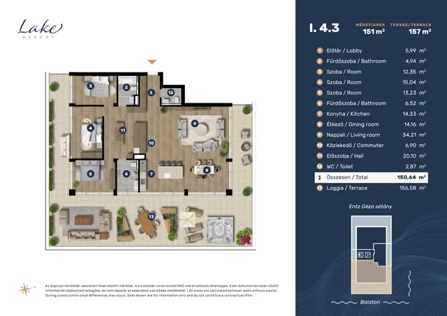 Eladó lakás Keszthely, Entz Géza sétány 11-13. 150 nm