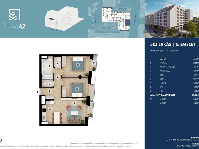 Eladó lakás Budapest IX. kerület, Belső Ferencváros, Ráday utca 42. 65 nm