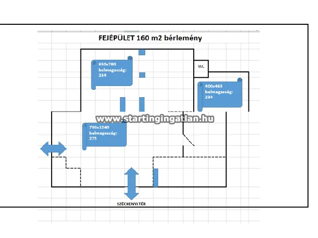 Kiadó kereskedelmi és ipari ingatlan Budapest IV. kerület, Újpest, Széchenyi tér 160 nm