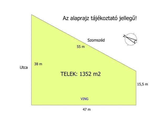 Eladó telek Mosonszentmiklós 1352 nm