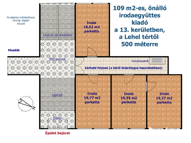 Kiadó kereskedelmi és ipari ingatlan Budapest XIII. kerület, Angyalföld 109 nm