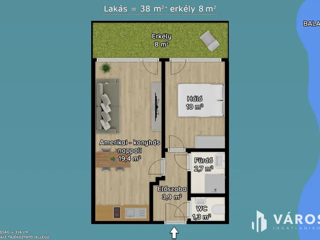 Eladó lakás Siófok, Ezüstpart 38 nm