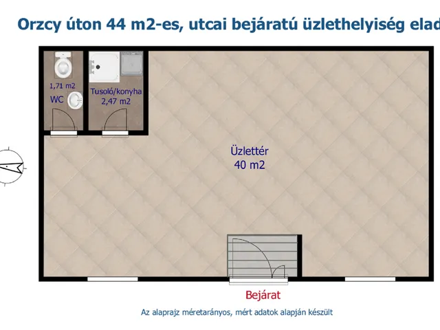 Eladó kereskedelmi és ipari ingatlan Budapest VIII. kerület 44 nm