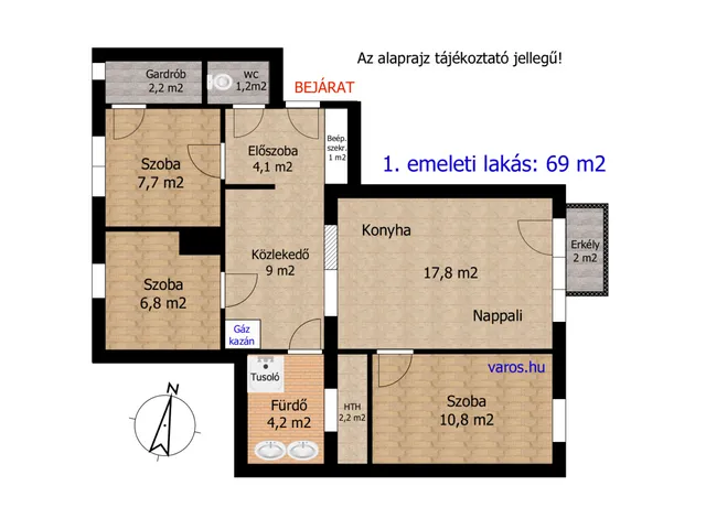 Eladó lakás Győr, Belváros 69 nm