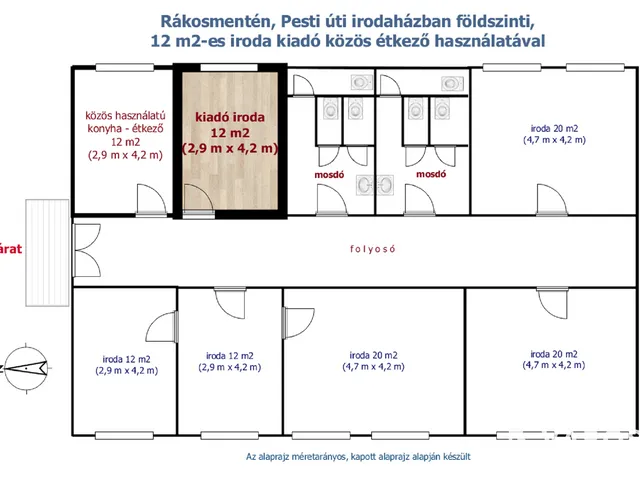 Kiadó kereskedelmi és ipari ingatlan Budapest XVII. kerület, Rákoscsaba 12 nm