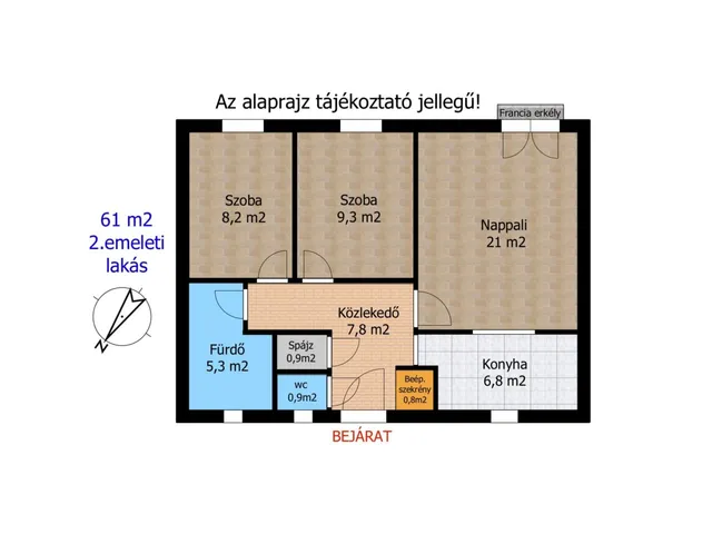 Kiadó lakás Győr, Nádorváros 61 nm