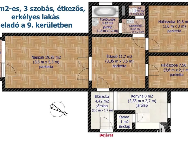 Eladó lakás Budapest IX. kerület 67 nm