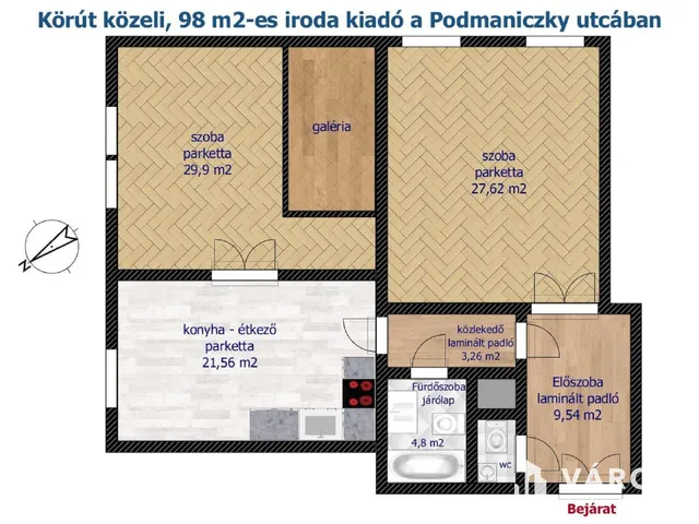 Kiadó kereskedelmi és ipari ingatlan Budapest VI. kerület 98 nm